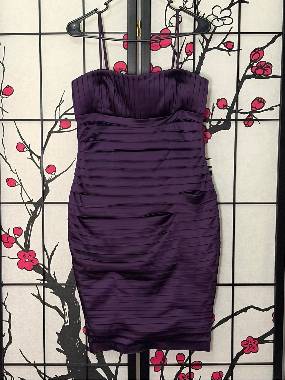 Calvin Klein Deep Purple Strapless Ruched Mini Dress